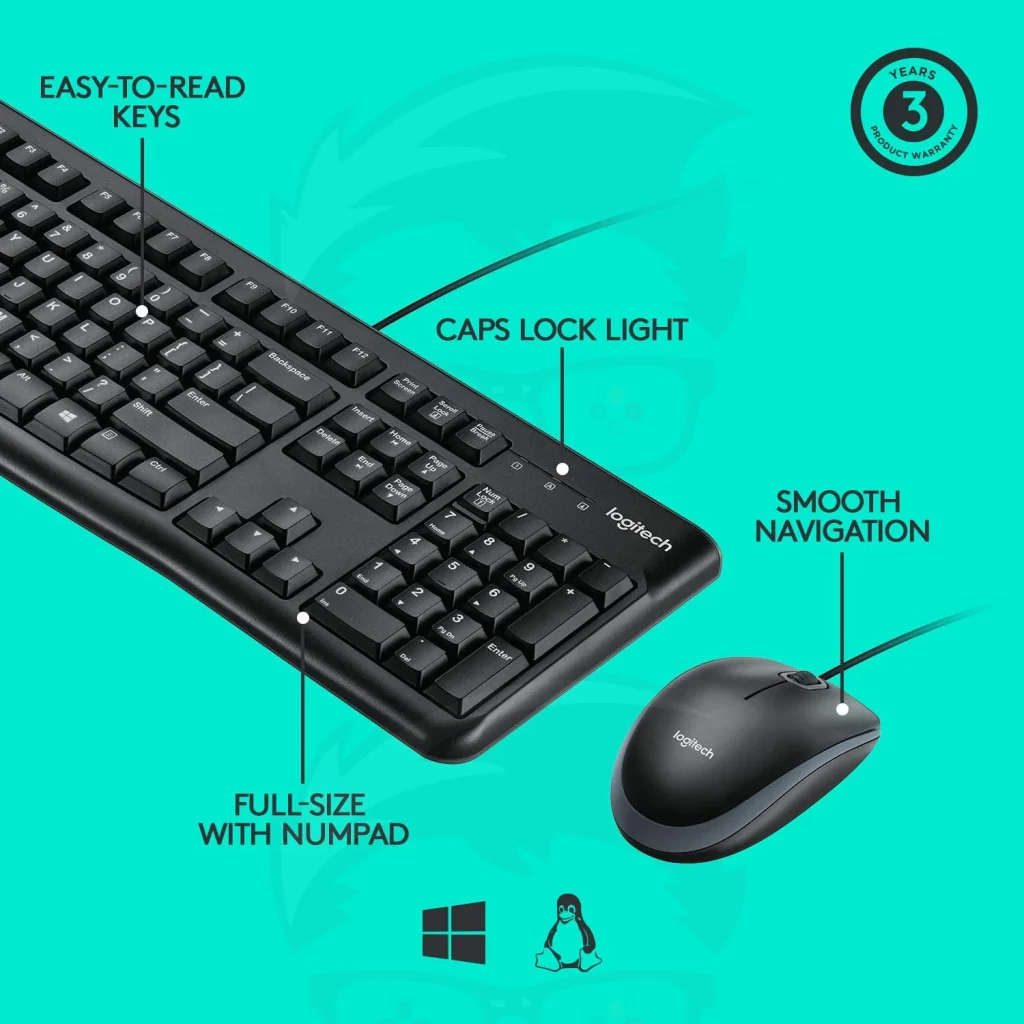 Logitech MK120 Keyboard and Mouse Combo Wired - Image 2