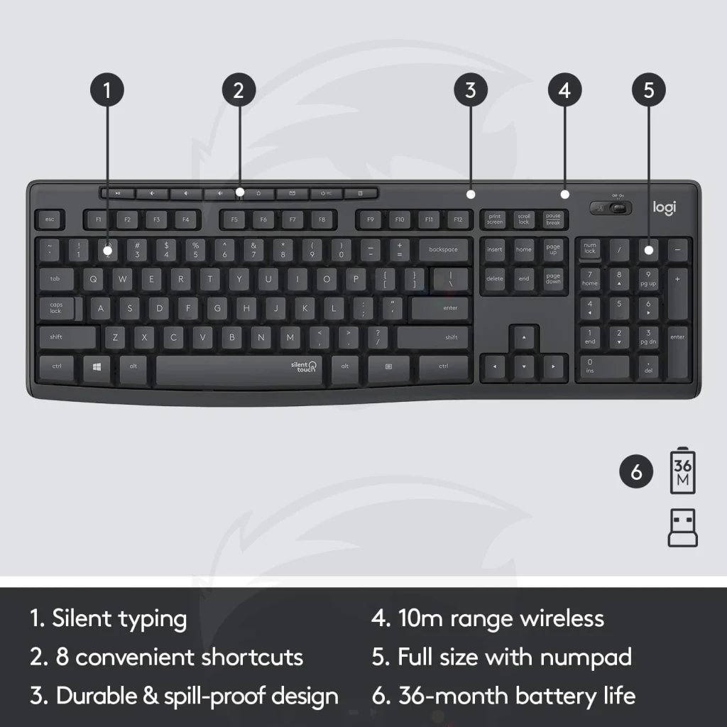 Logitech MK295 Silent Wireless Keyboard and Mouse - Image 4