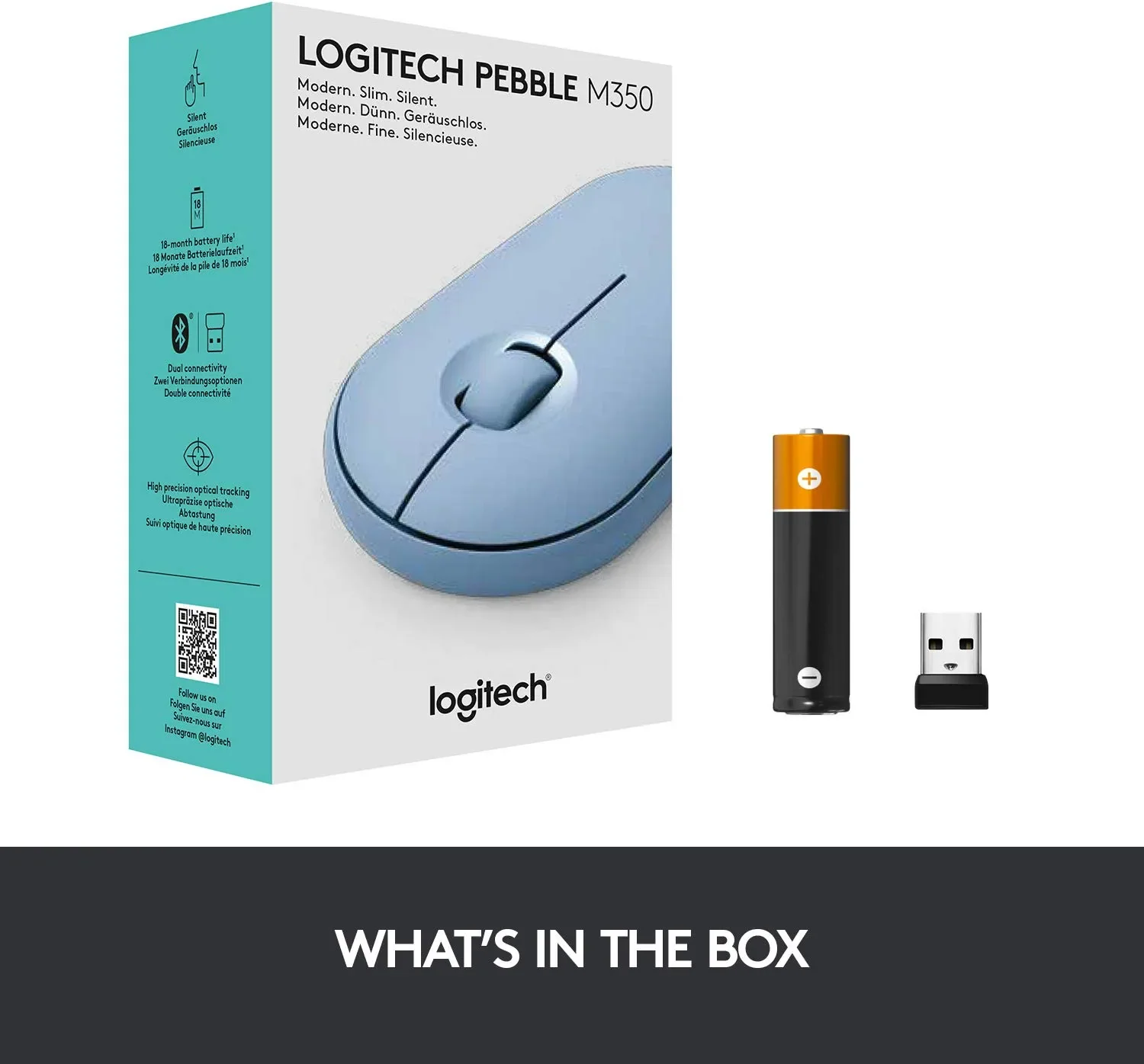 Logitech Pebble M350 Wireless Mouse with Bluetooth or USB - Silent - Image 2