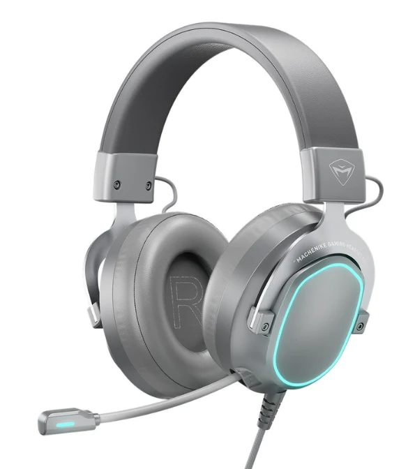Machenike GX30 E-SPORTS Professional Wired Gaming Headset – 7.1 Surround Sound LED Lighting USB Connection Gray