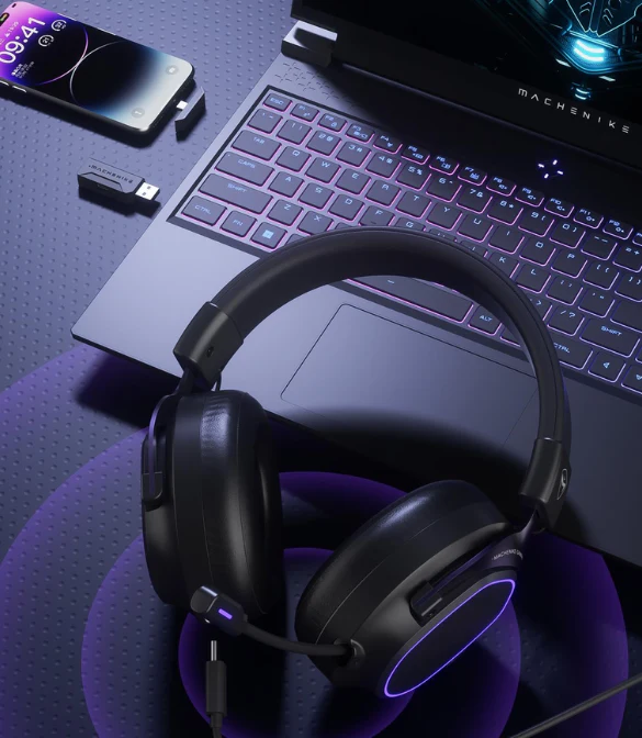 Machenike GX30 Pro Tri-Mode Wireless Gaming Headset – Black Multi-Platform High-Quality Audio - Image 7