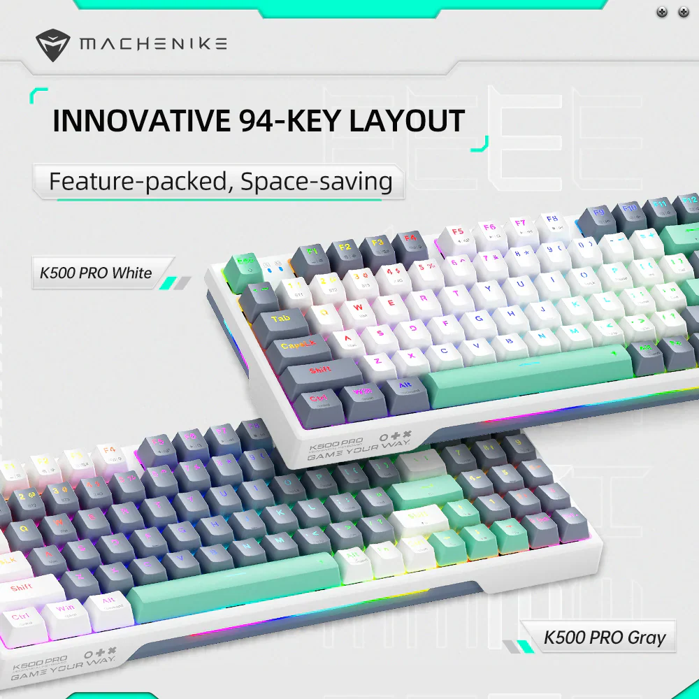 Machenike K500 Pro-B94 Mechanical Keyboard – 94-Key Grey Brown (Tactile) Switches Hot-Swappable Gasket Mount Wireless/Wired - Image 7