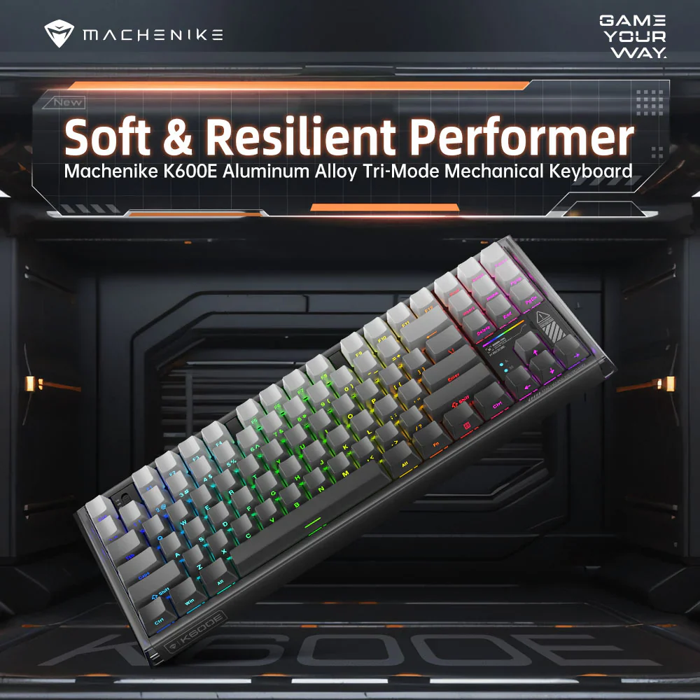 Machenike K600E-B87W Tri-mode GR Silver Switch RGB Side Printed Grey - Image 2