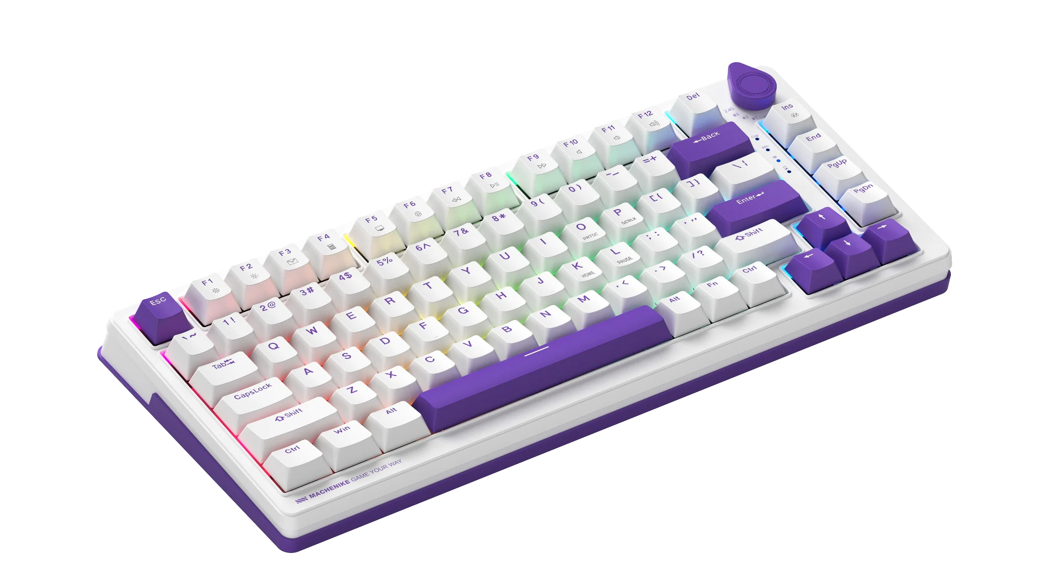 Machenike K600T-B82 Tri-mode RGB GR Silver Switch - White - Image 3