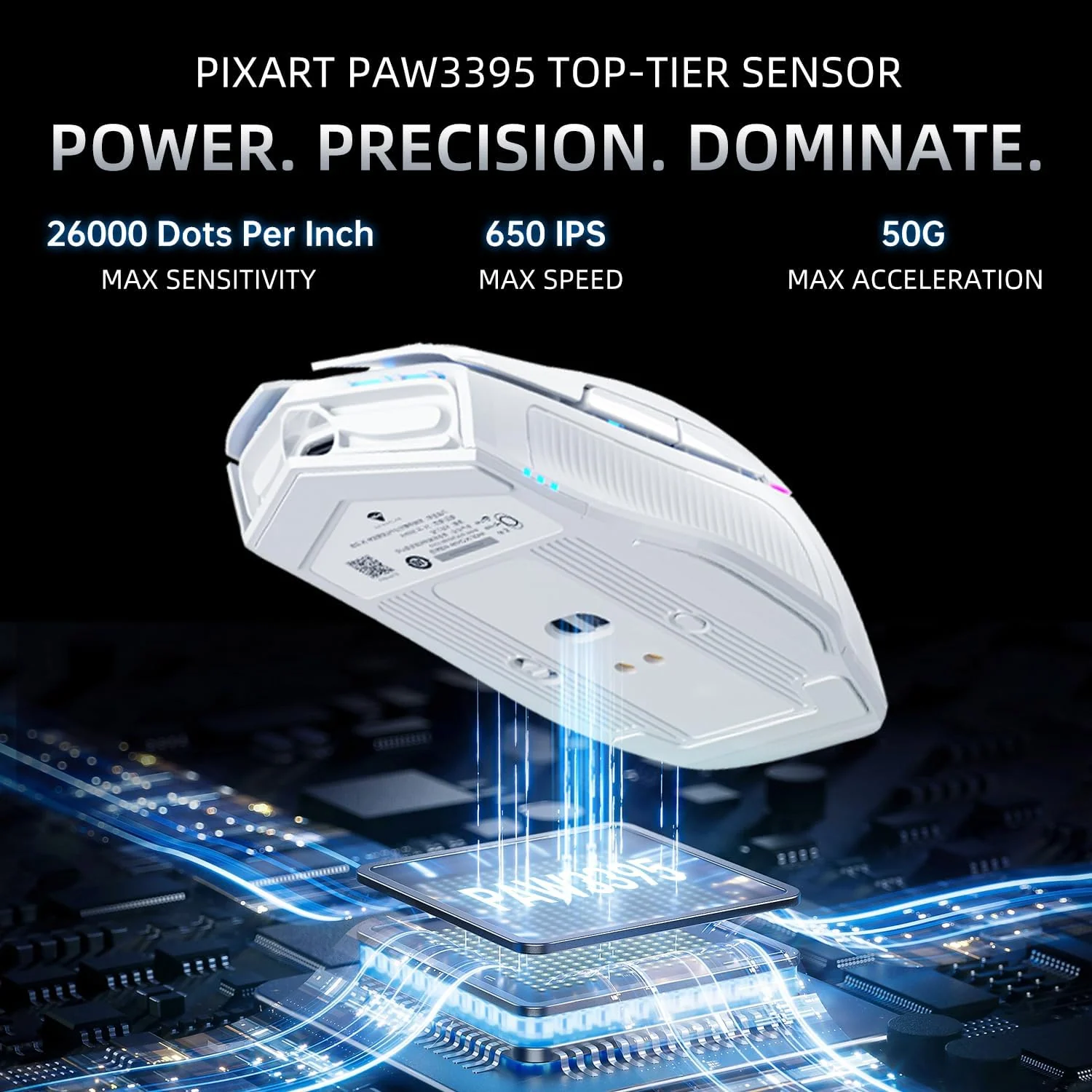 Machenike L8 Pro Gaming Mouse – White PAW3395 Sensor Wired 8K / Wireless 2K / Bluetooth 5.1 Ultra-Precise - Image 7