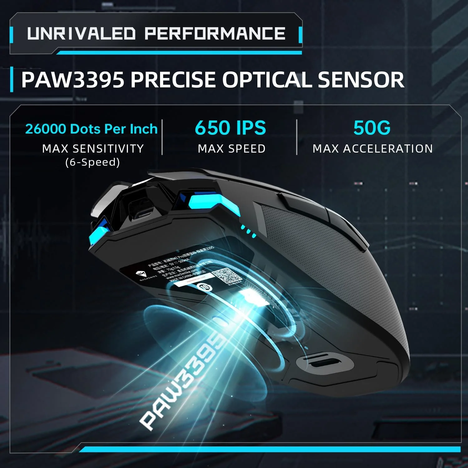 Machenike M7 Pro Wireless Gaming Mouse – Black PAW3395 Sensor Wired/2.4GHz Ultra-Precise Lightweight Design - Image 2