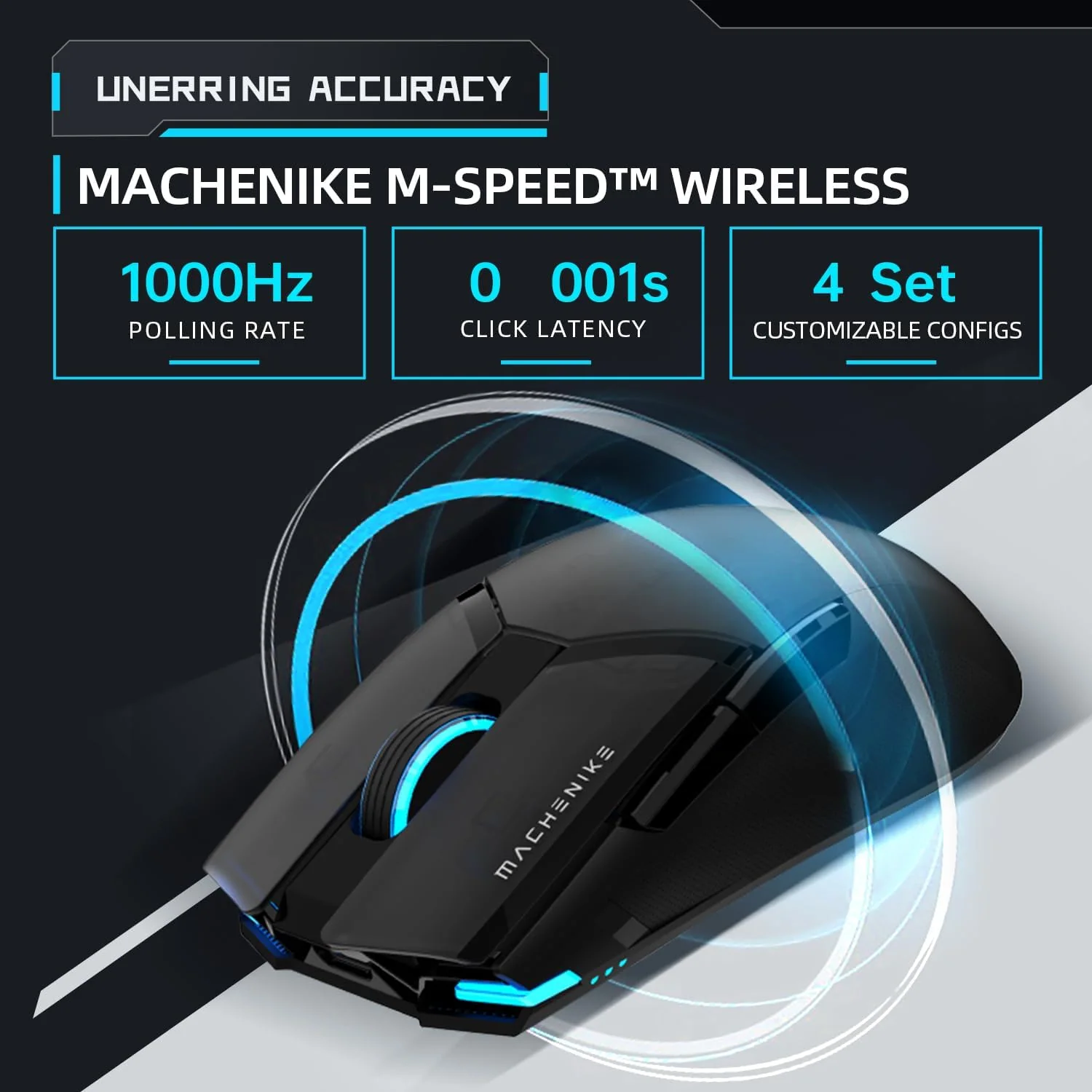 Machenike M7 Pro Wireless Gaming Mouse – Black PAW3395 Sensor Wired/2.4GHz Ultra-Precise Lightweight Design - Image 6