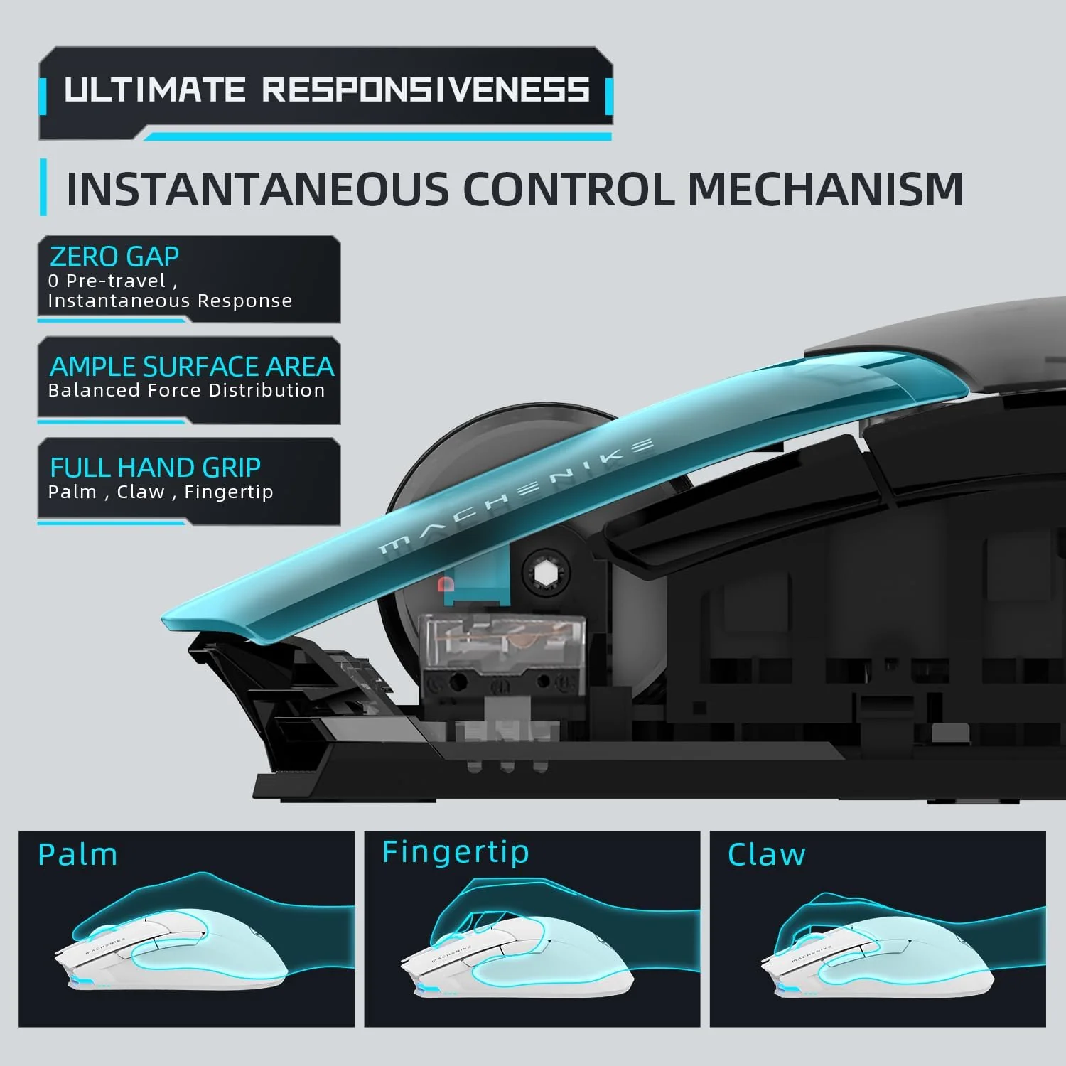 Machenike M7 Pro Wireless Gaming Mouse – White PAW3104 Sensor Wired/2.4GHz Lightweight Design - Image 3