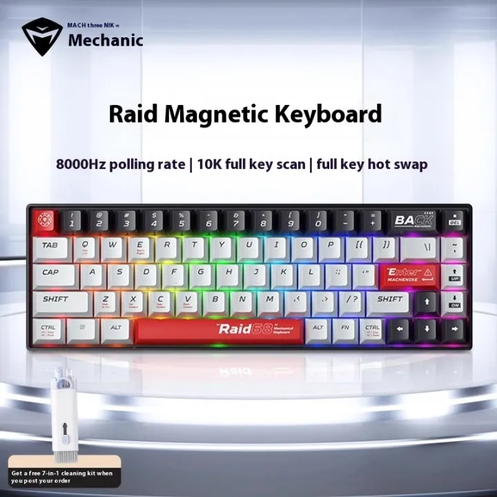 Machenike Raid68 Wired Keyboard Magnet Grey Switch RGB Red - Image 2