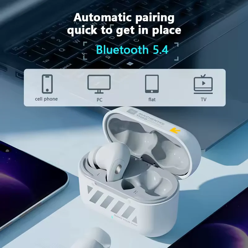 Machenike TH50 Wireless Earphones – Bluetooth 5.3 ANC AI Noise Reduction IPX5 Low Latency In-Ear Gaming & Sports Headset with Charging Case - Image 2