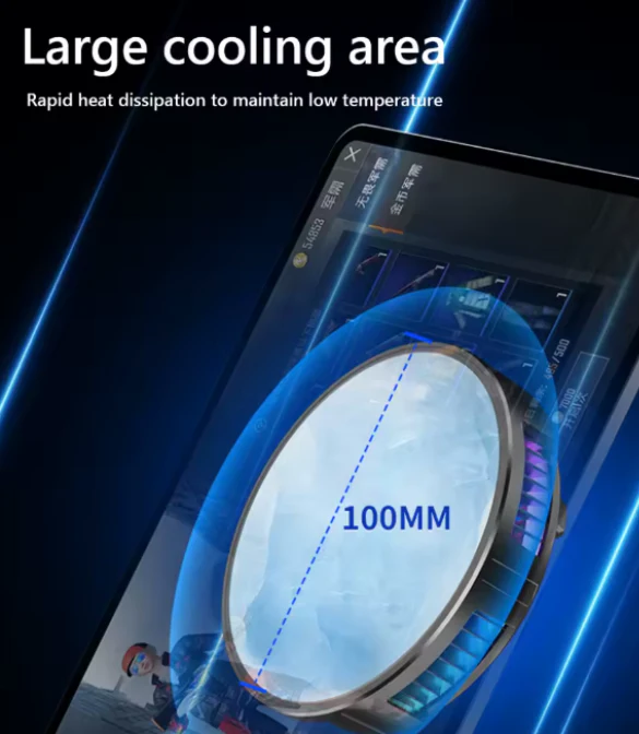 Magnetic Universal Tablet Cooler with Temperature Display for iPad Cooling Fan RGB Lighting 18W for IPad/Surface Pro/Samsung Tab - Image 2