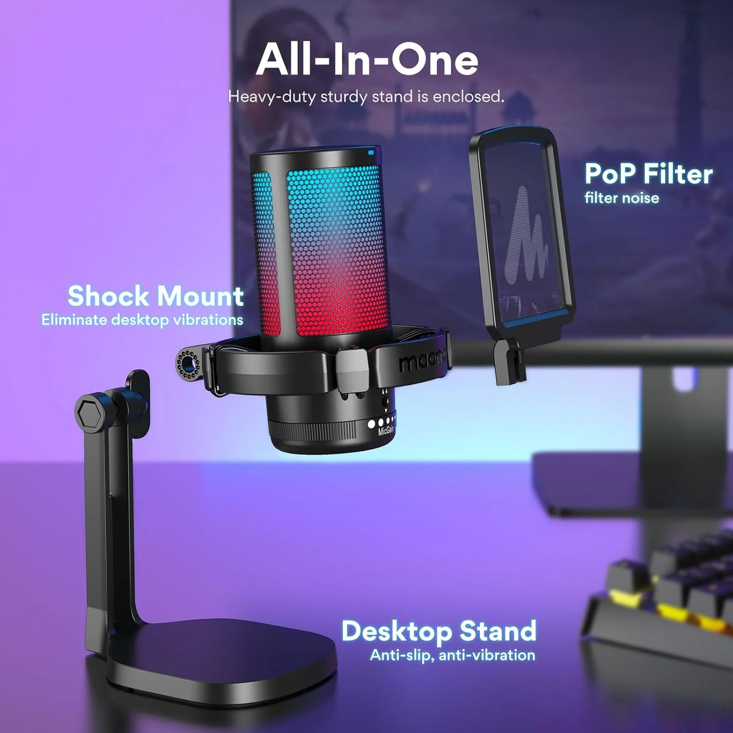 Maonocaster Gaming Microphone - Black - Image 3
