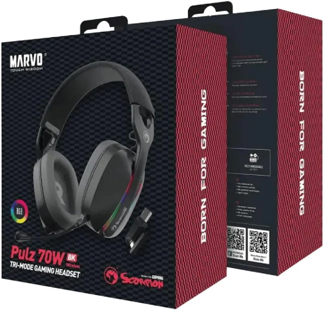 Marvo HG9086W Wireless Gaming Headset - Black - Image 5