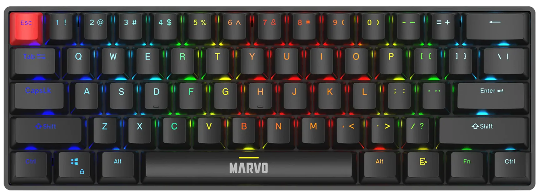 Marvo Saber 61 Wired Gaming Keyboard Black