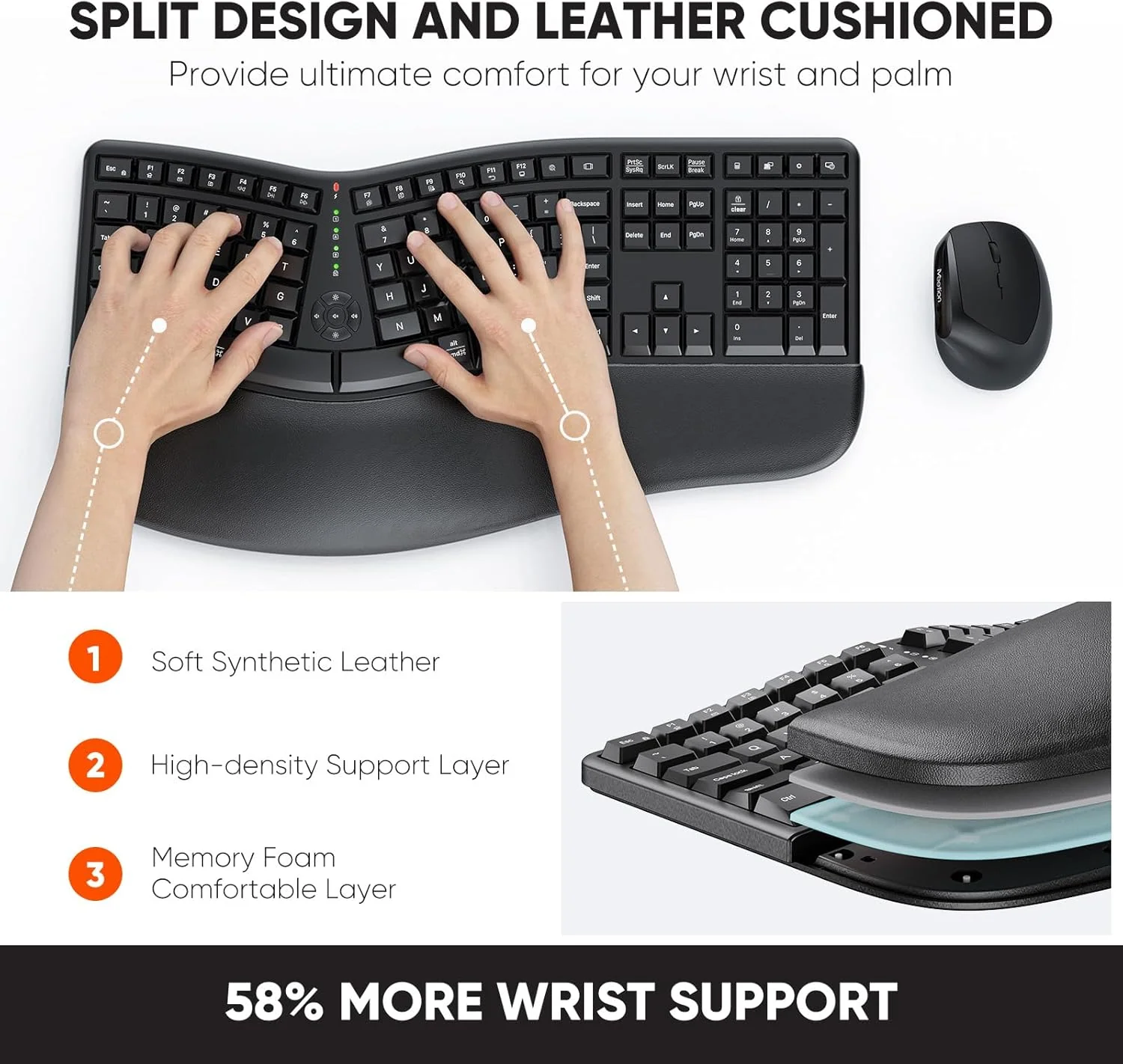 Meetion Director C Wireless Ergonomic Keyboard And Mouse Combo - Image 6
