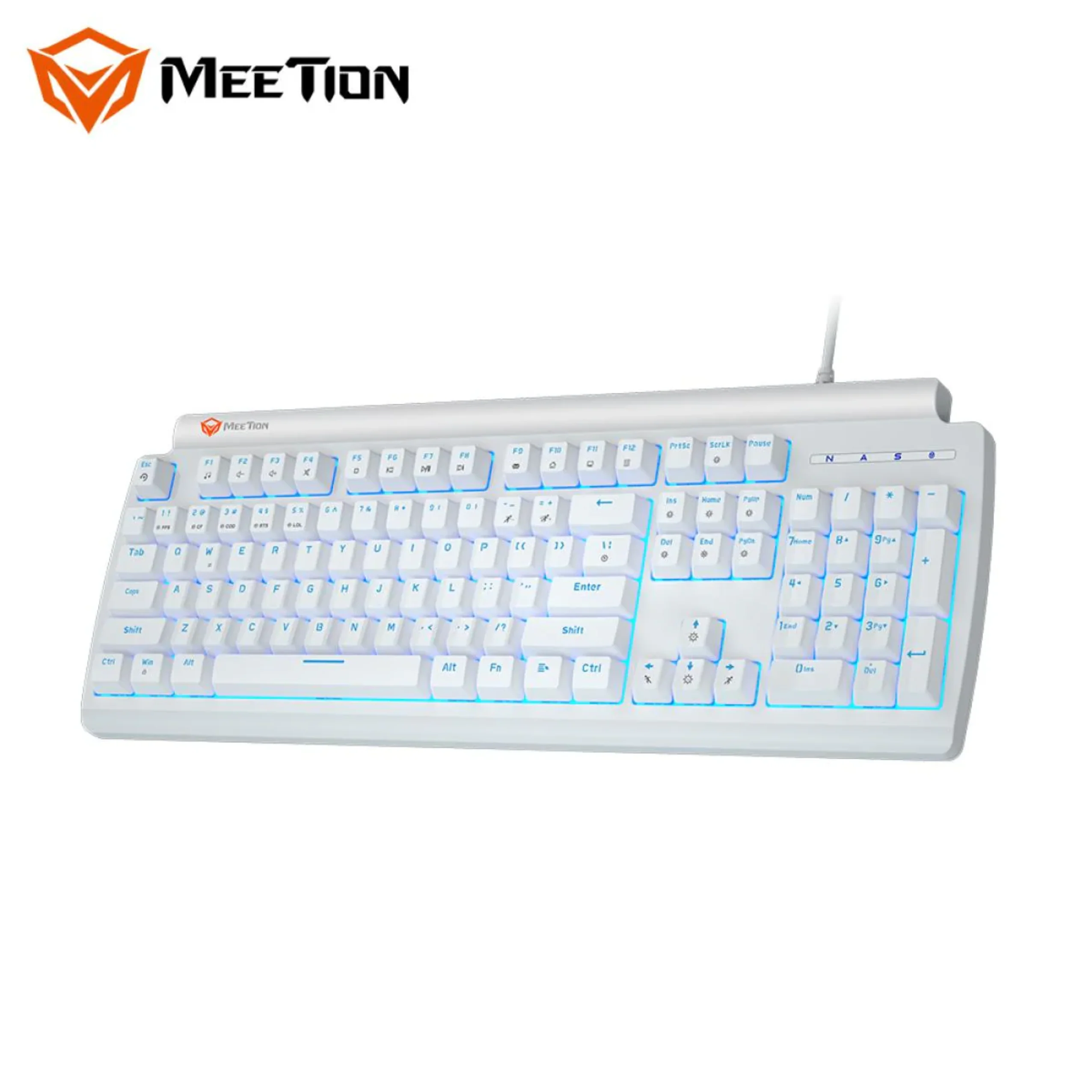 Meetion Blue Switch Olly Go Mechanical Gaming Keyboard - White - Image 2