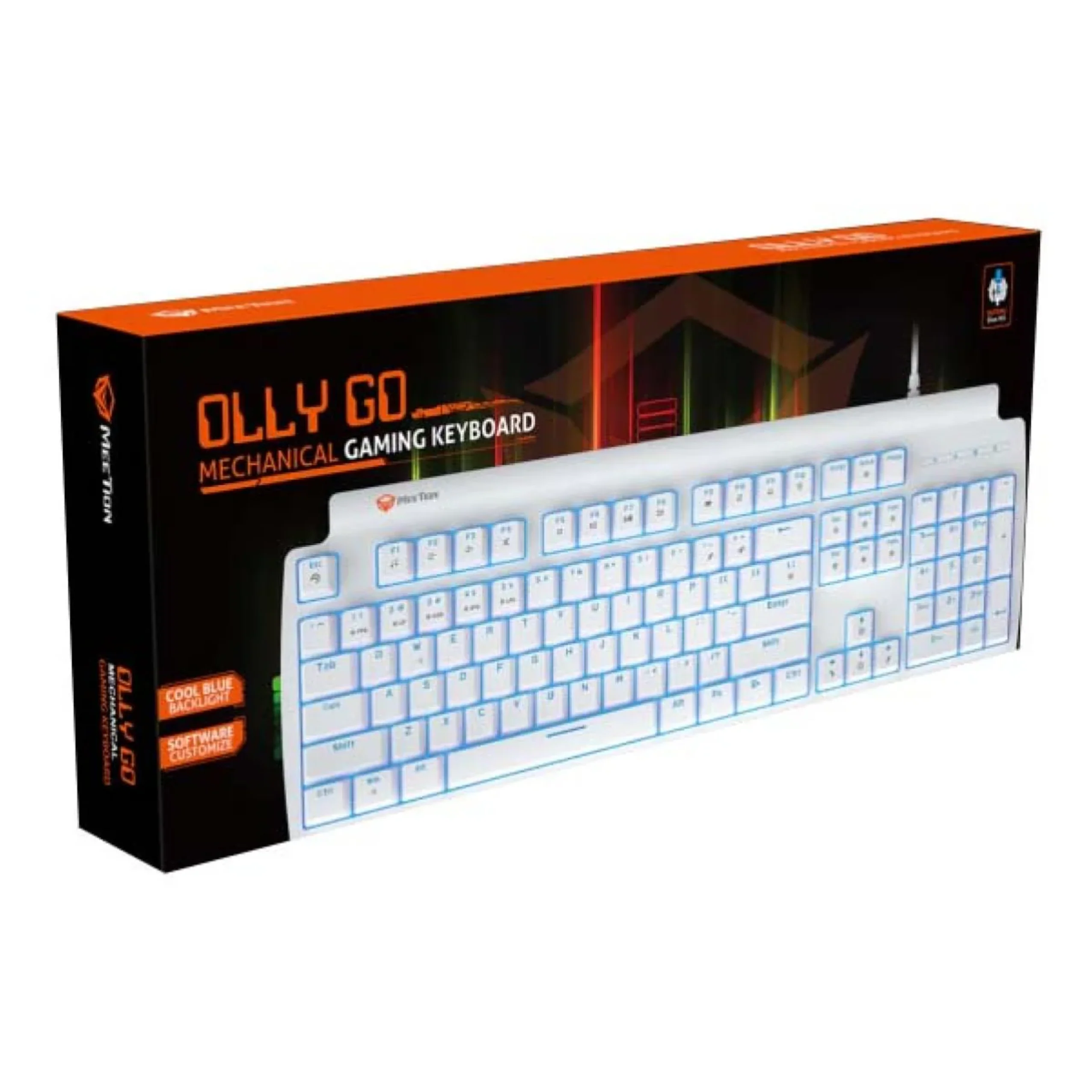 Meetion Blue Switch Olly Go Mechanical Gaming Keyboard - White - Image 4
