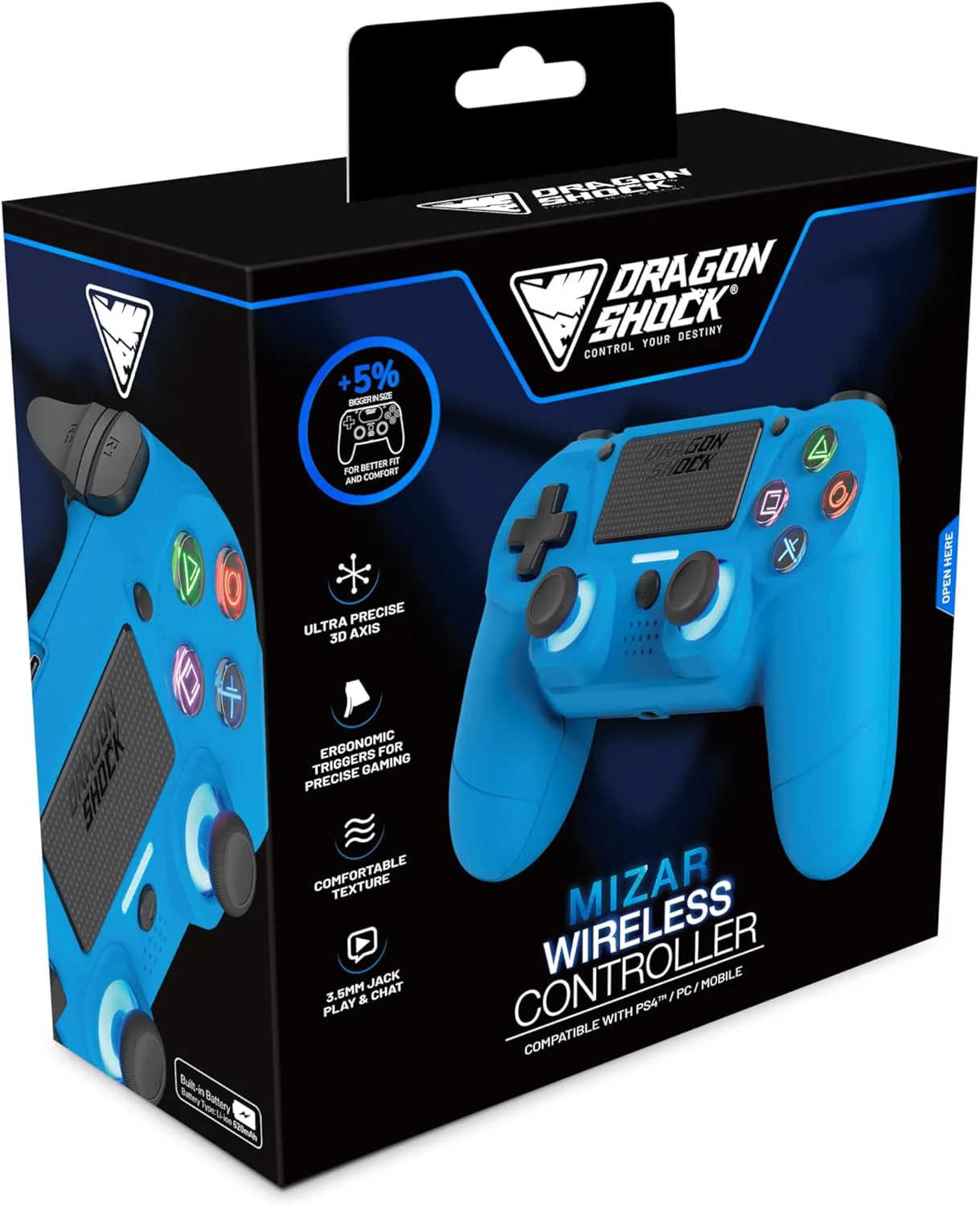 Mizar Dragonshock PS4 Wireless Controller Blue - Image 4