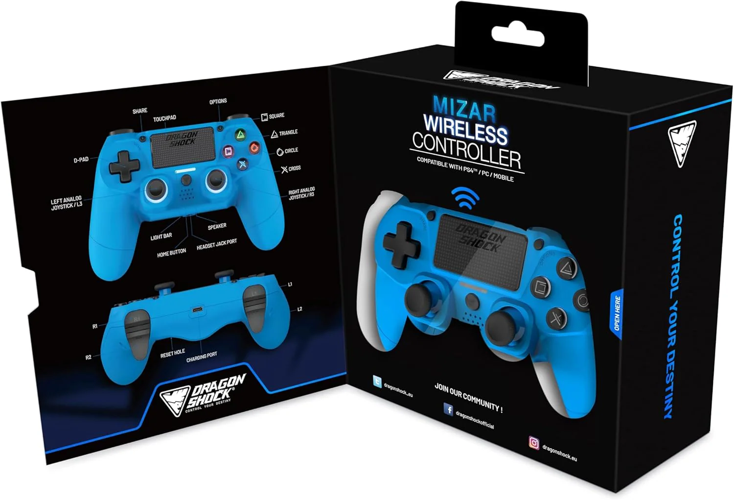 Mizar Dragonshock PS4 Wireless Controller Blue - Image 5