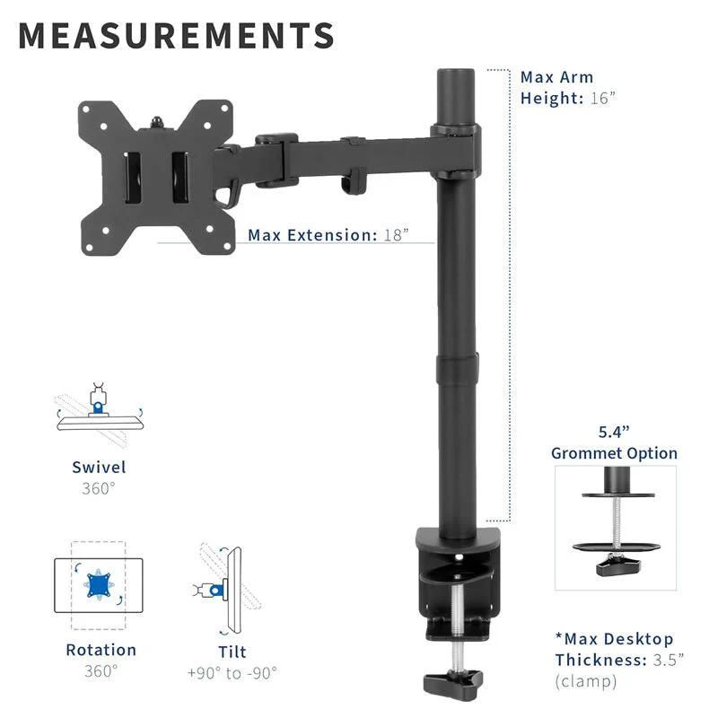 Monitor Desk Mount Stand Single Arm Joint -Z011 - Image 3