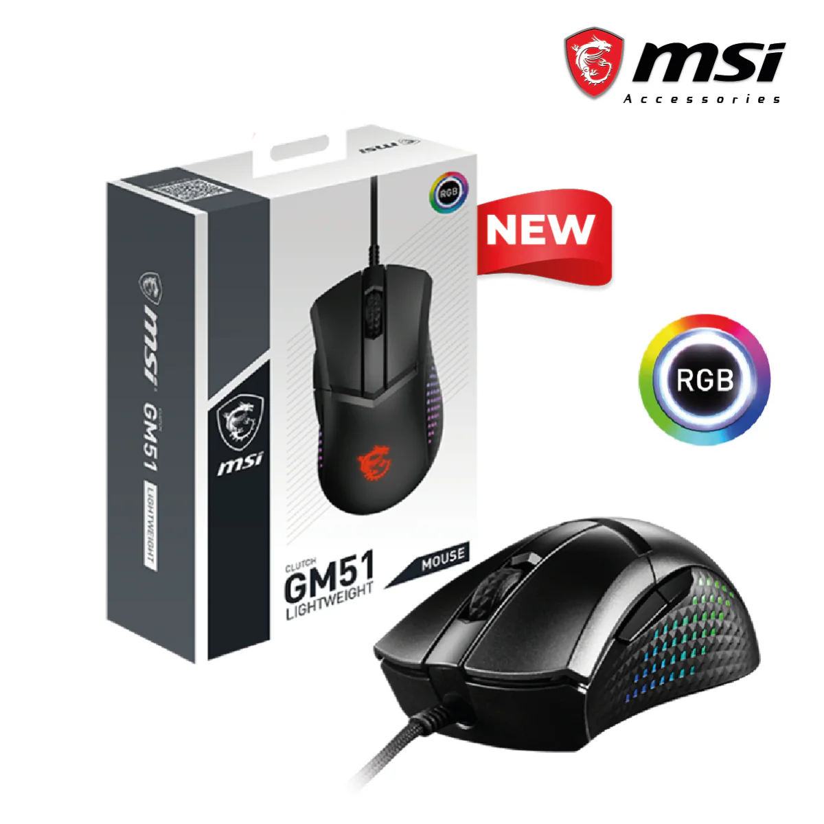 MSI CLUTCH GM51 Wired 75g lightweight 16000 Dpi Gaming Mouse