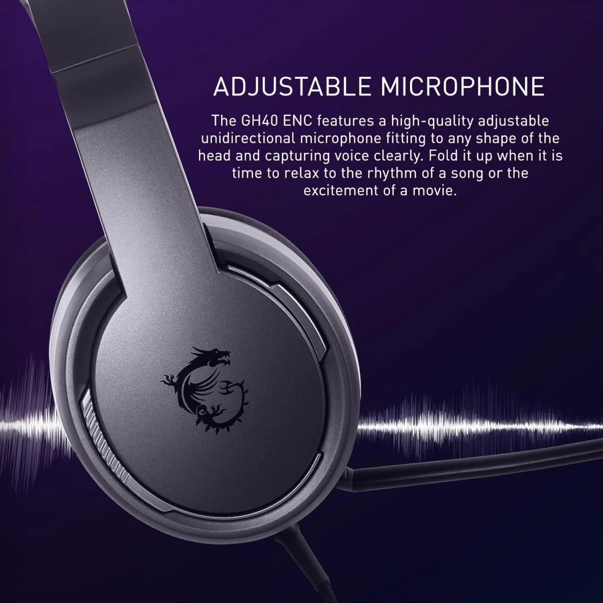 MSI IMMERSE GH40 Active Environment Noise Canceling (ENC), Virtual 7.1 Surround, GAMING HEADSET - Image 3