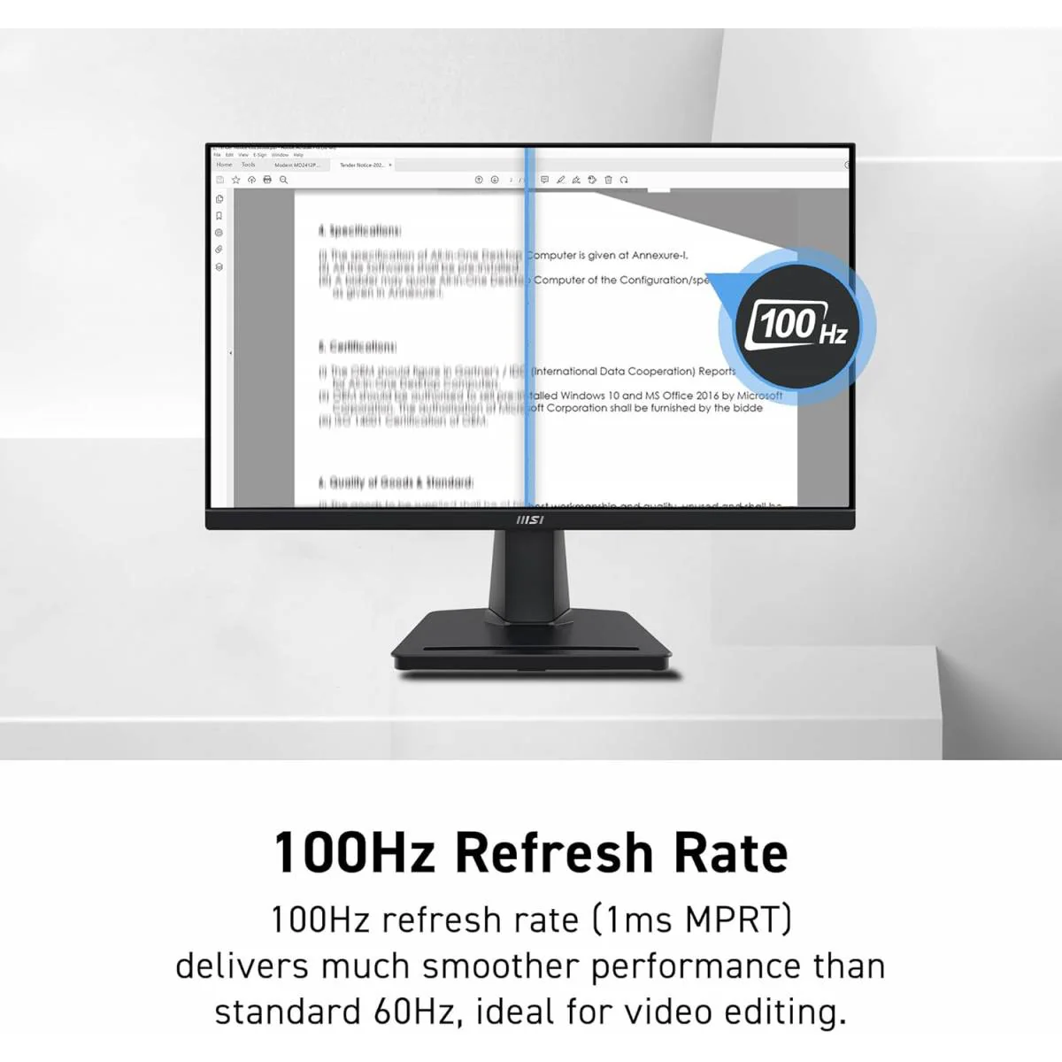 MSI PRO MP225V 22" VA FHD 100Hz Office Monitor - Black - Image 3