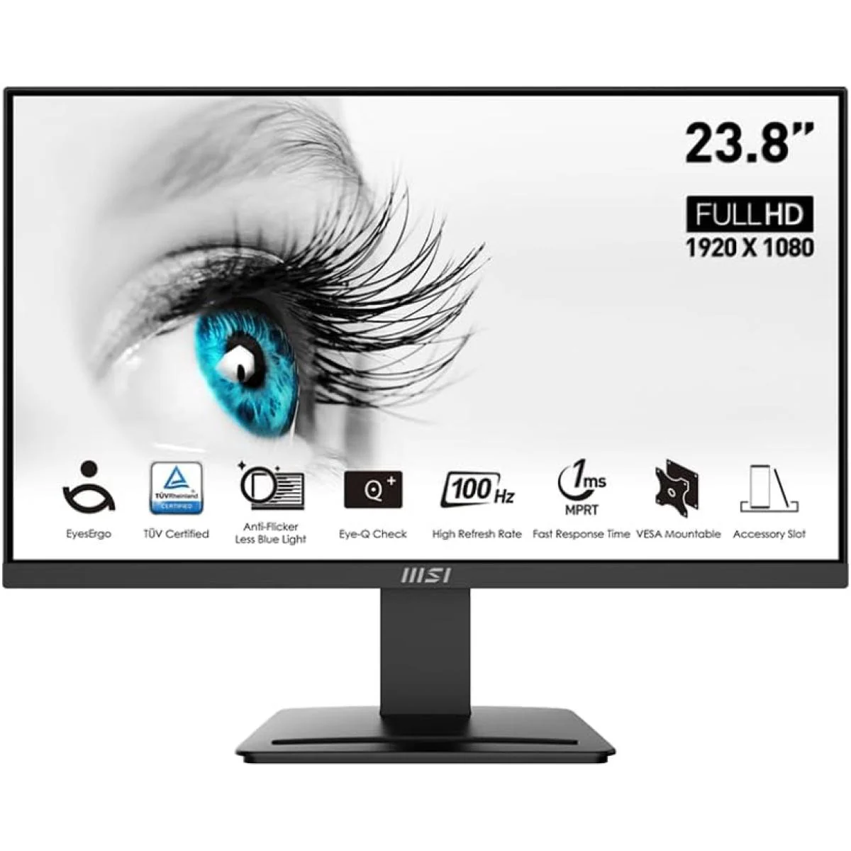 MSI PRO MP2412 24"FHD 100Hz TUV Certified Eyesight Protection 1ms HDMI & Display Port (1.2a) - Black