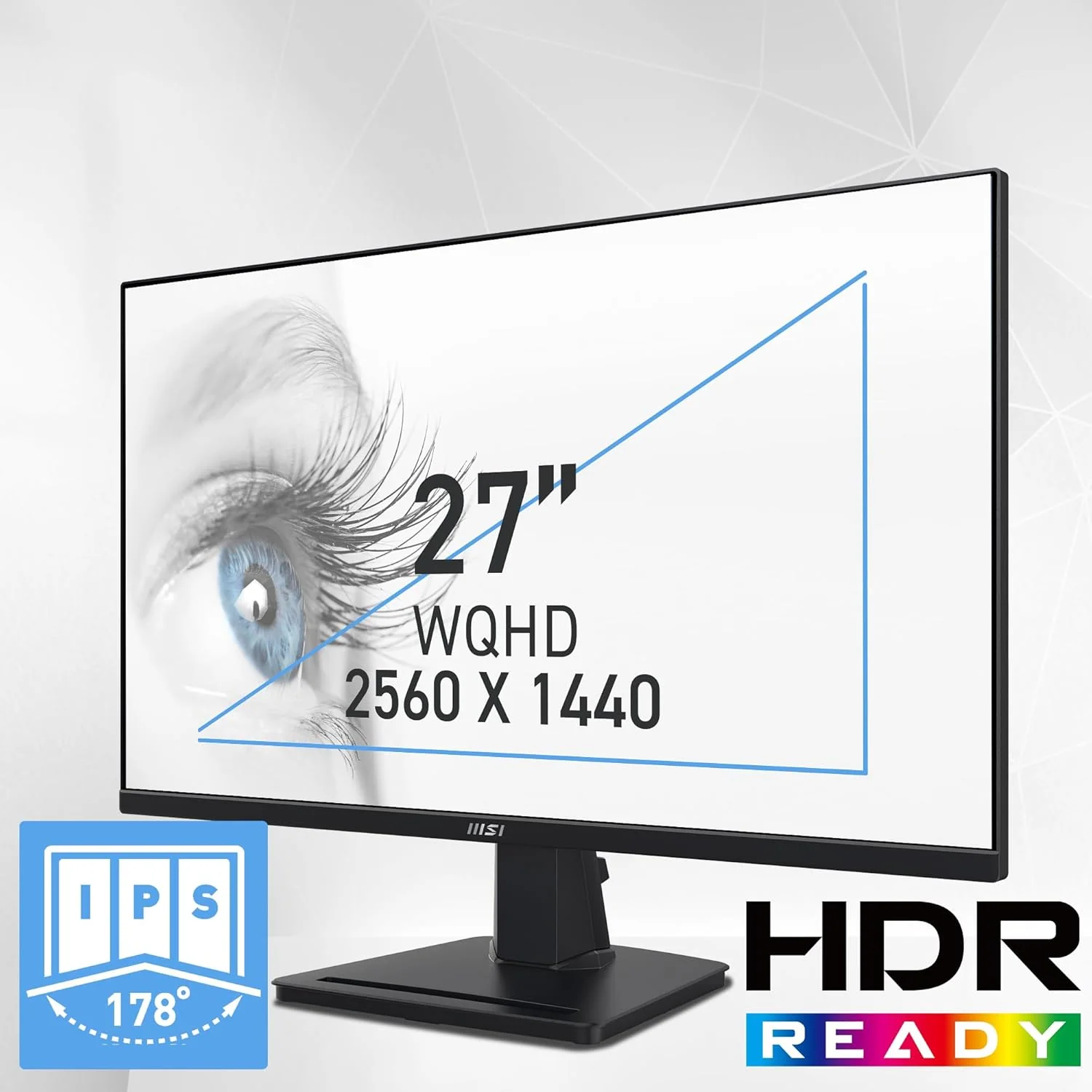 MSI PRO MP275Q 27" IPS 2K 100Hz HDMI & DP HDR Ready Built-In Speaker Office Monitor - Black - Image 2