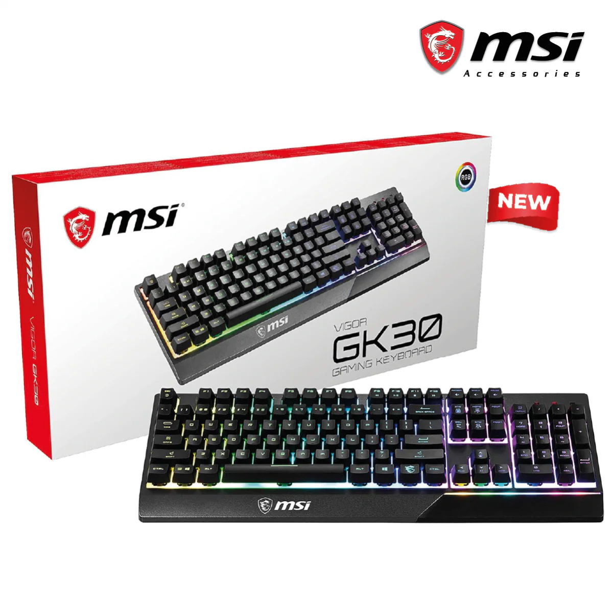 MSI Vigor GK30 RGB 6-Zone RGB Lighting Gaming Keyboard