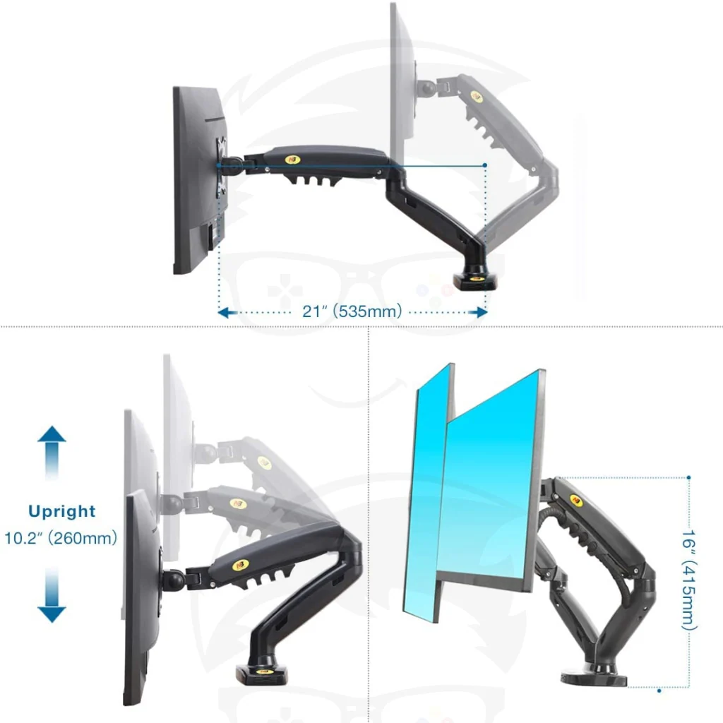 NB North Bayou F160 Dual Monitor Desk Mount Stand Full Motion Swivel Computer Monitor Arm for Two Screens - Image 3