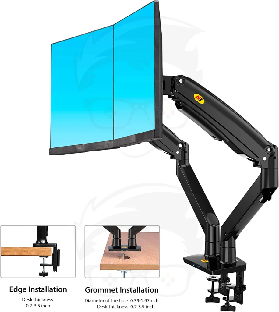NB North Bayou F195A Dual Monitor Desk Mount Stand Monitor Arm for Two Screens - Image 5