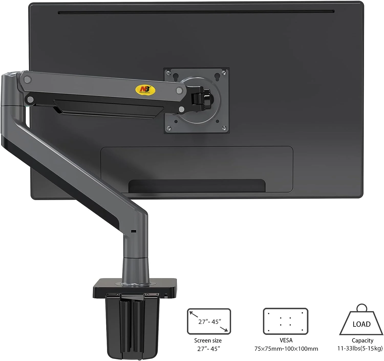 NB North Bayou G40 Monitor Arm Full Motion for 22''-40'' Monitor Stand - Image 2