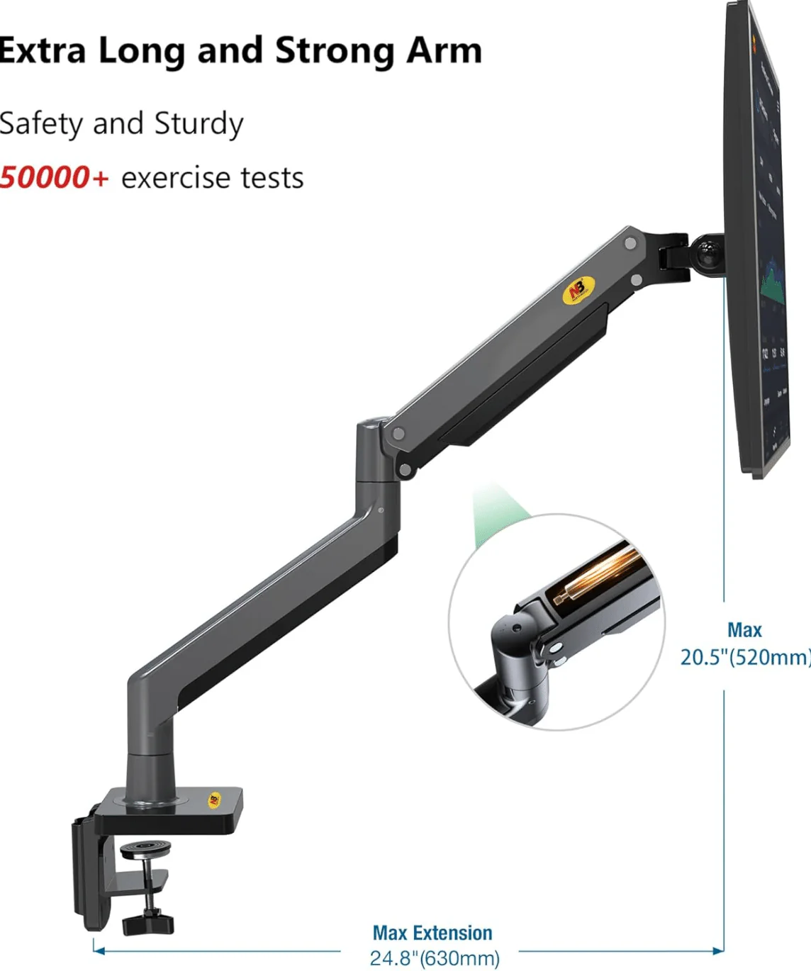 NB NORTH BAYOU G45 MONITOR DESK MOUNT STAND MOTION SWIVEL MONITOR ARM BLACK - Image 3