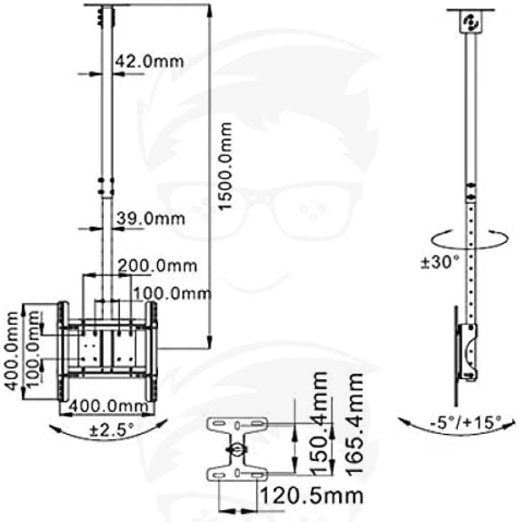 NB North Bayou T560-15 Ceiling Mount For 32-57 Inch TV - Image 5