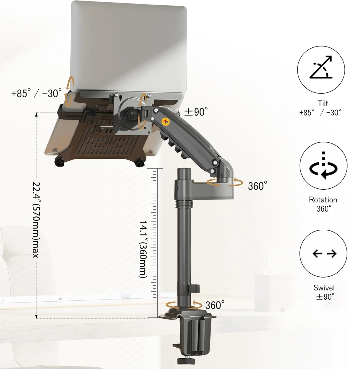 NB North Laptop Mount Tray For Monitor Arms - Image 4