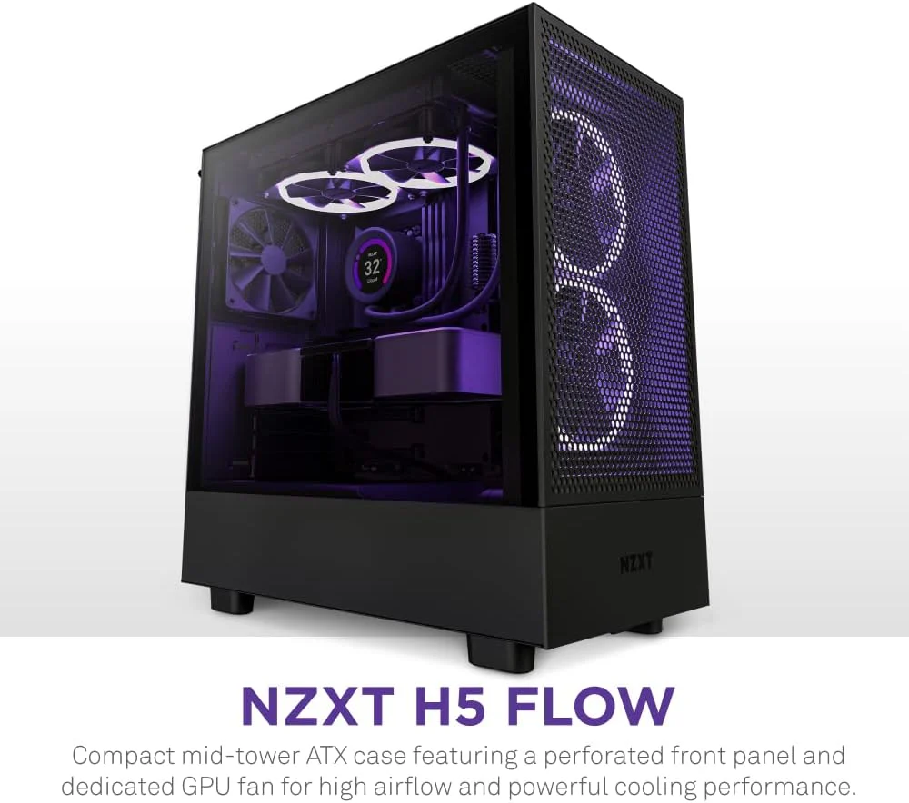 NZXT H5 Flow RGB ATX Tempered Glass Mid Tower (BLACK) Gaming Case - Image 2