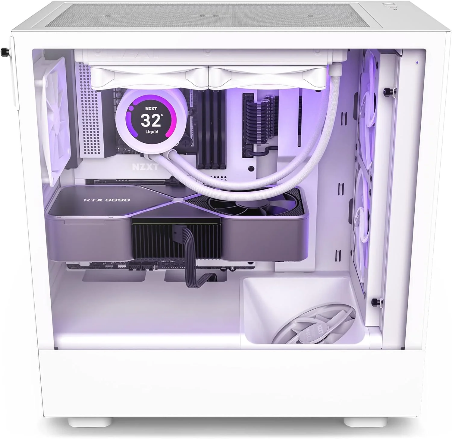 NZXT H5 Flow RGB ATX Tempered Glass Mid Tower (WHITE) Gaming Case - Image 4