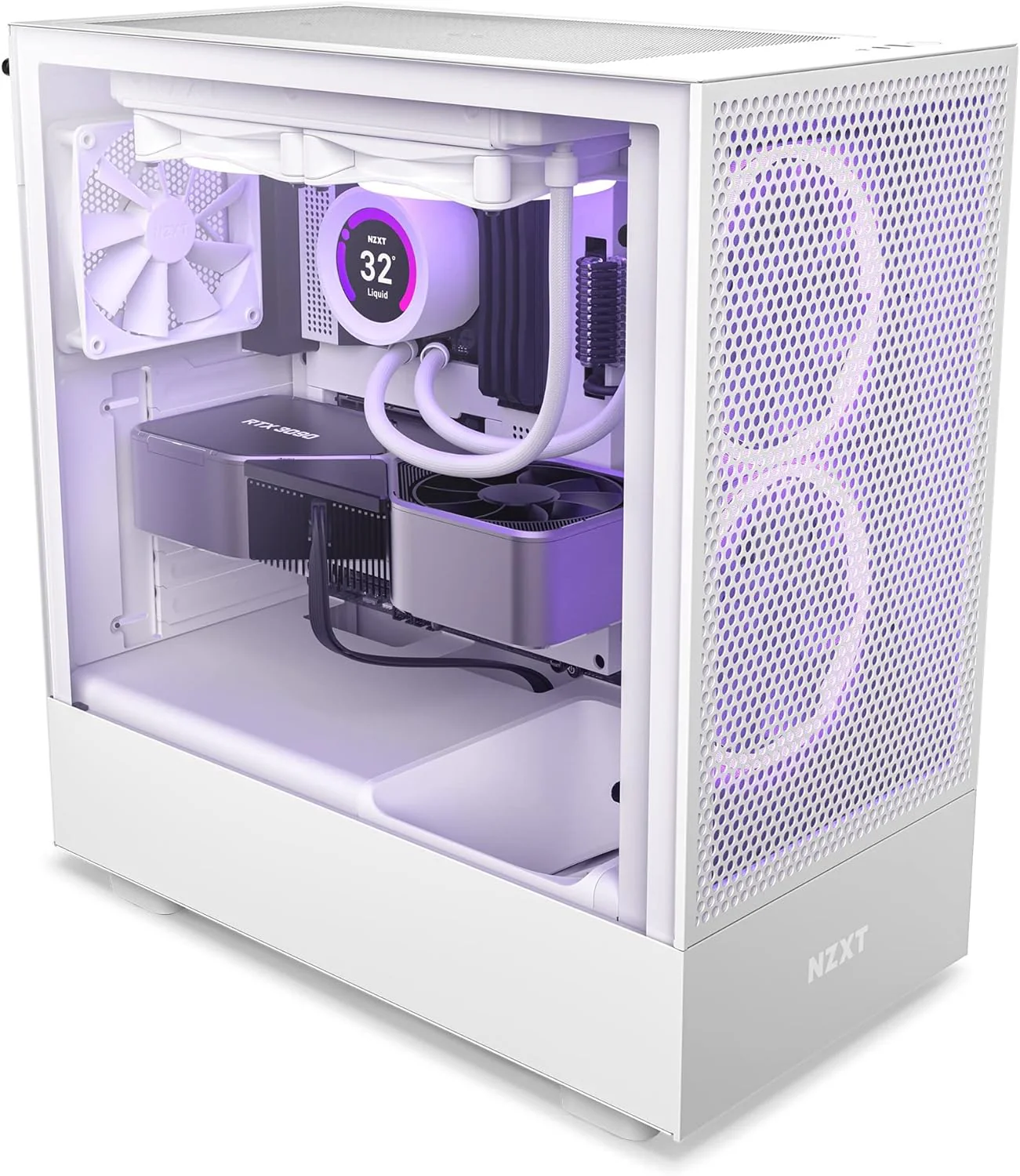 NZXT H5 Flow RGB ATX Tempered Glass Mid Tower (WHITE) Gaming Case - Image 5