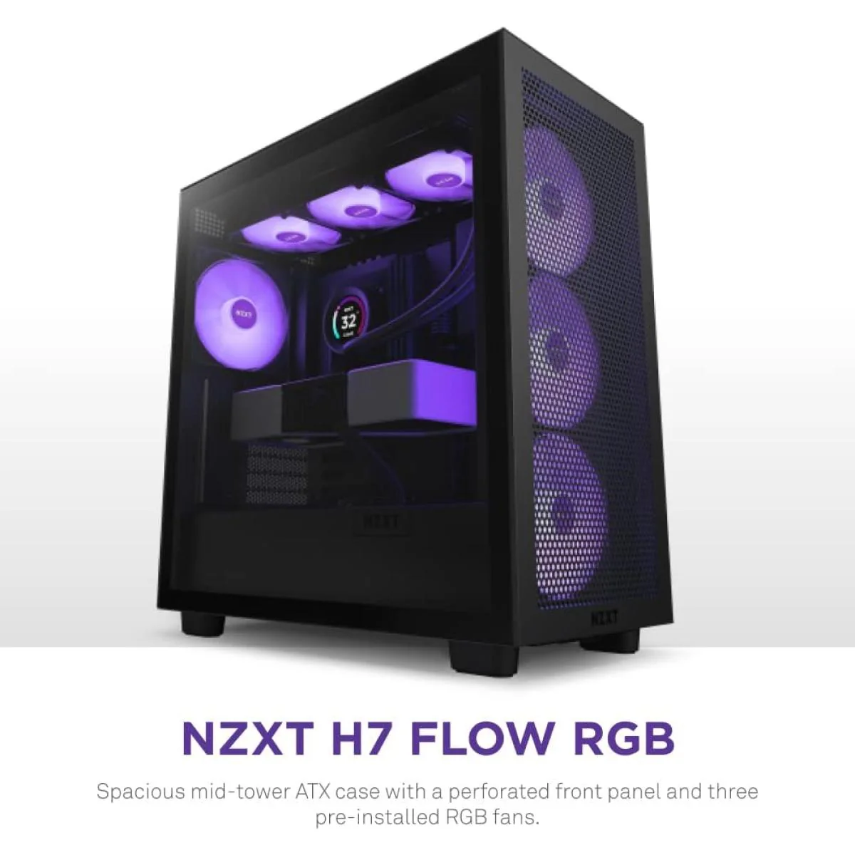 NZXT H7 Flow RGB ATX Tempered Glass Mid Tower Gaming Case - Image 2