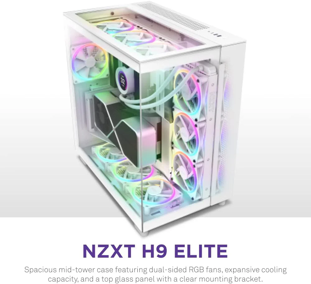NZXT H9 Elite Premium Dual-Chamber Mid-Tower Tempered Glass Gaming Case - Image 3