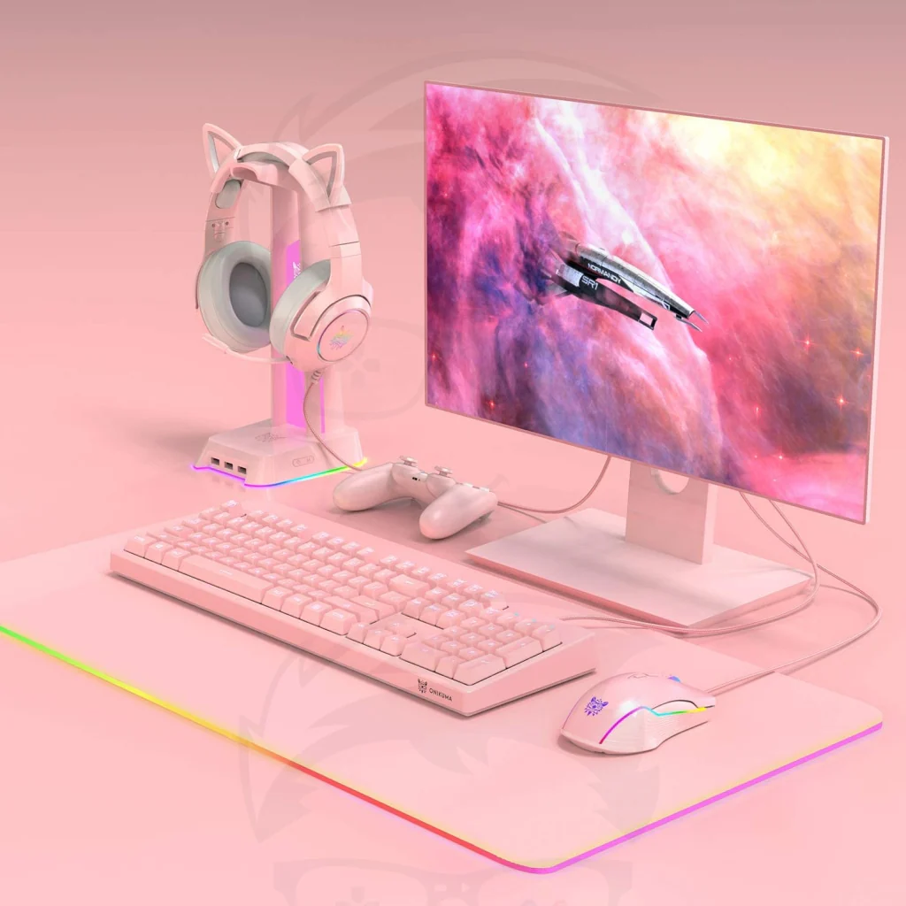 Onikuma K9 Wired RGB Gaming Headset - Pink - Image 7