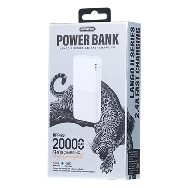 Power Bank 20000mAh RPP-26 REMAX Lango II Series White