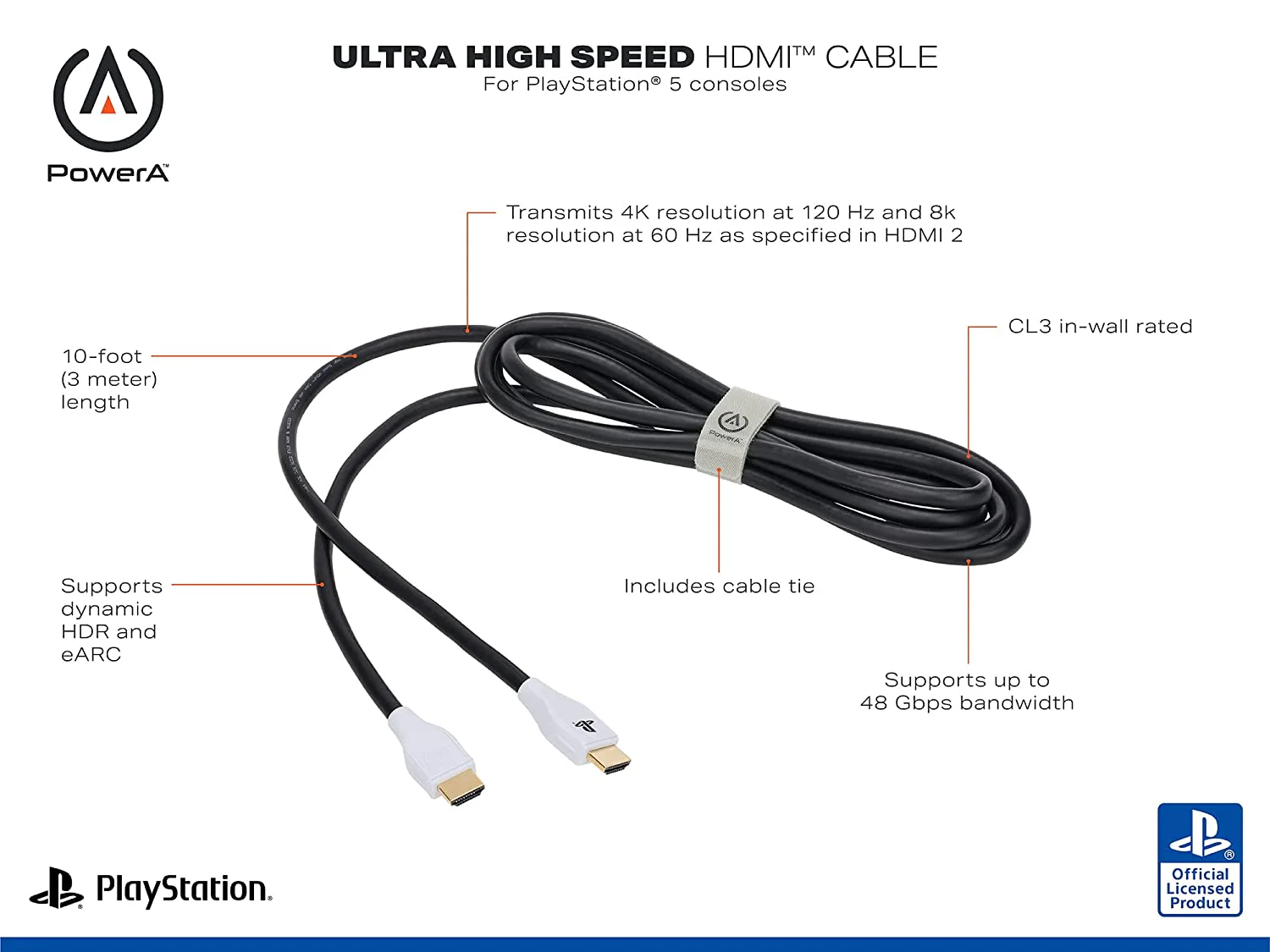 PowerA Ultra High Speed HDMI Cable for Playstation 5, Cable, HDMI 2.1, PS5, Officially Licensed - Image 4
