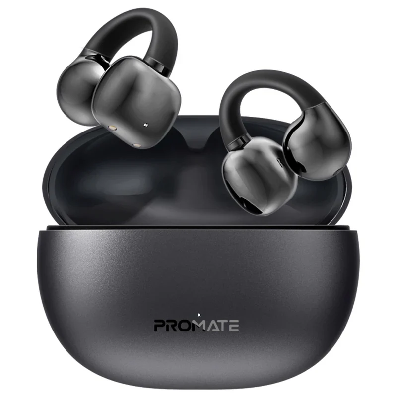Promate AirClip AudioFit Open Ear Clip On TWS Earbuds w/ IntelliTouch - Black - Image 2