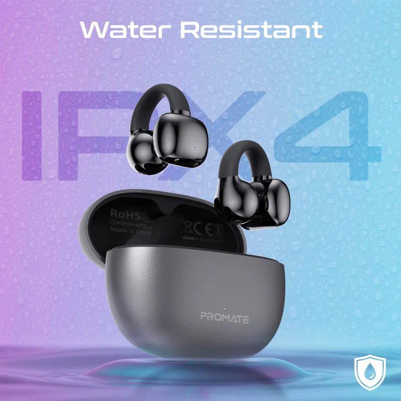 Promate AirClip AudioFit Open Ear Clip On TWS Earbuds w/ IntelliTouch - Black - Image 4