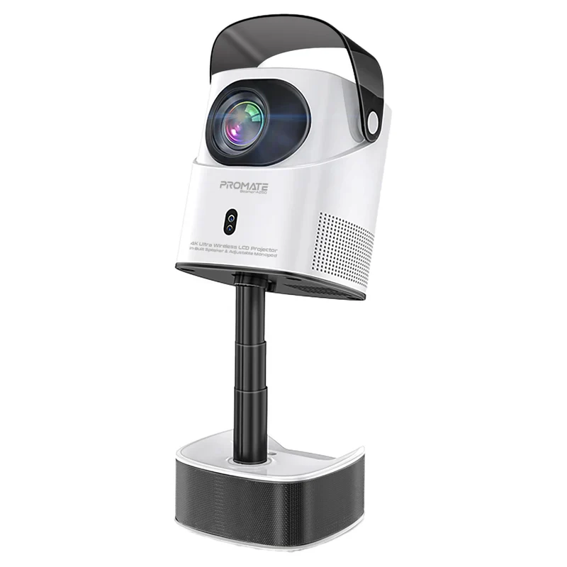 Promate Beamer-A250 4K Ultra HD Wireless LCD Projector with Built-In Speaker & Monopod Stand - Image 2