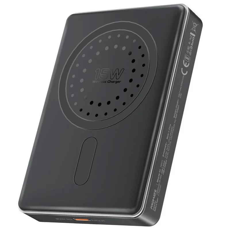 Promate Blade-10 Ultra-Compact Aluminum Crafted MagSafe Compatible Wireless Charging PowerBank