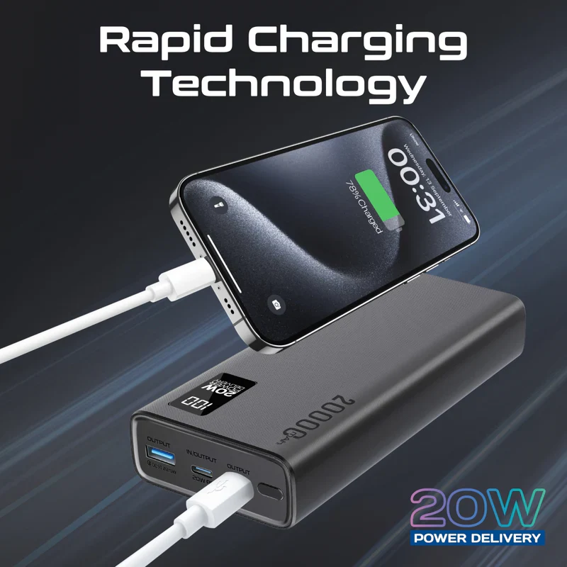 Promate Bolt-20PD, Power Bank 20000mAh, Ultra-Slim Portable Charger, 20W - Image 3