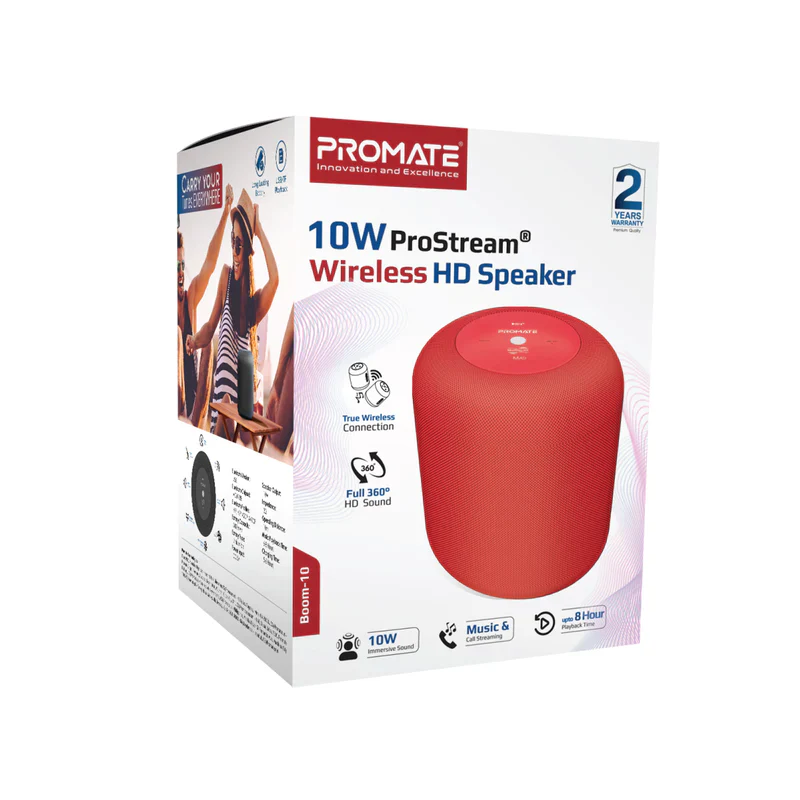 PROMATE Boom-10 RED 10W ProStream® Wireless HD Speaker - Image 4